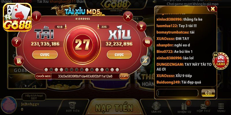 Tài x?u MD5 là m?t d?ng trò ch?i cá c??c ???c phát tri?n b?i Go88