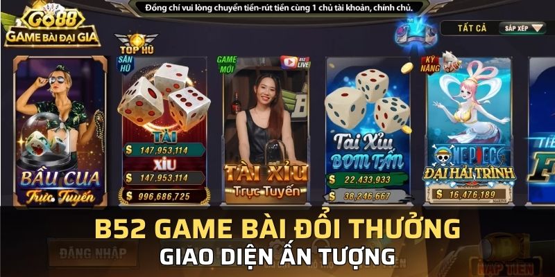 Giao di?n ???c ??u t? c?a c?ng game B52